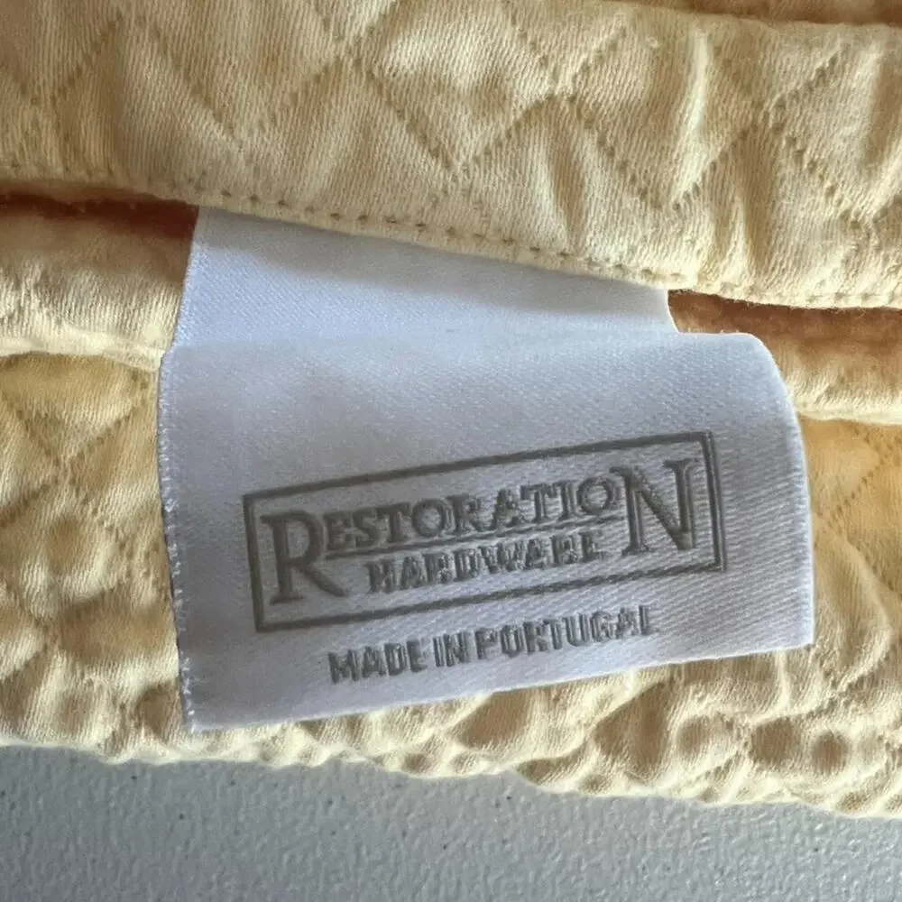 Restoration Hardware Diamond Matelasse Standard Pillow Shams Butter Yellow Set 2